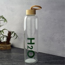 Yeşil Bambu Kapaklı Cam Matara 1000 Ml, Sağlıklı ve Şık Tasarım