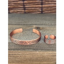 Zadenza Gold Aida Jewelss Ayarlanabilir Ölçü Saf Bakır Bileklik Yüzük Seti Bakır Bileklik Bakır Yüzük Set