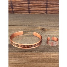 Zadenza Gold Aida Jewelss Ayarlanabilir Ölçü Saf Bakır Bileklik Yüzük Seti Bakır Bileklik Bakır Yüzük Set