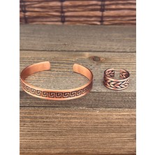 Aida Jewelss Ayarlanabilir Ölçü Saf Bakır Bileklik Yüzük Seti Bakır Bileklik Bakır Yüzük Set