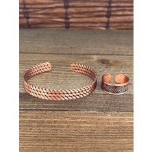 Aida Jewelss Ayarlanabilir Ölçü Saf Bakır Bileklik Yüzük Seti Bakır Bileklik Bakır Yüzük Set