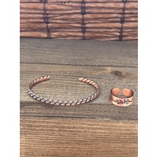 Aida Jewelss Ayarlanabilir Ölçü Saf Bakır Bileklik Yüzük Seti Bakır Bileklik Bakır Yüzük Set