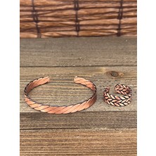 Aida Jewelss Ayarlanabilir Ölçü Saf Bakır Bileklik Yüzük Seti Bakır Bileklik Bakır Yüzük Set