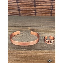 Aida Jewelss Ayarlanabilir Ölçü Saf Bakır Bileklik Yüzük Seti Bakır Bileklik Bakır Yüzük Set