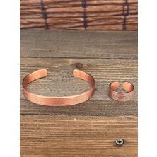 Zadenza Gold Aida Jewelss Ayarlanabilir Ölçü Saf Bakır Bileklik Yüzük Seti Bakır Bileklik Bakır Yüzük Set