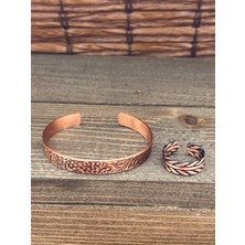 Aida Jewelss Ayarlanabilir Ölçü Saf Bakır Bileklik Yüzük Seti Bakır Bileklik Bakır Yüzük Set