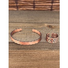 Zadenza Gold Aida Jewelss Ayarlanabilir Ölçü Saf Bakır Bileklik Yüzük Seti Bakır Bileklik Bakır Yüzük Set