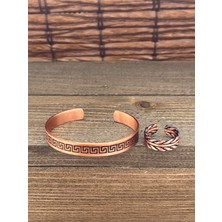 Aida Jewelss Ayarlanabilir Ölçü Saf Bakır Bileklik Yüzük Seti Bakır Bileklik Bakır Yüzük Set