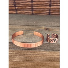 Aida Jewelss Ayarlanabilir Ölçü Saf Bakır Bileklik Yüzük Seti Bakır Bileklik Bakır Yüzük Set