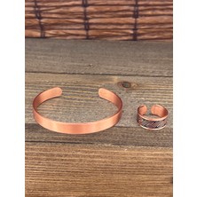 Aida Jewelss Ayarlanabilir Ölçü Saf Bakır Bileklik Yüzük Seti Bakır Bileklik Bakır Yüzük Set