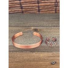 Aida Jewelss Ayarlanabilir Ölçü Saf Bakır Bileklik Yüzük Seti Bakır Bileklik Bakır Yüzük Set