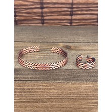 Aida Jewelss Ayarlanabilir Ölçü Saf Bakır Bileklik Yüzük Seti Bakır Bileklik Bakır Yüzük Set