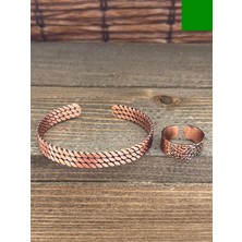 Aida Jewelss Ayarlanabilir Ölçü Saf Bakır Bileklik Yüzük Seti Bakır Bileklik Bakır Yüzük Set
