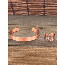 Aida Jewelss Ayarlanabilir Ölçü Saf Bakır Bileklik Yüzük Seti Bakır Bileklik Bakır Yüzük Set