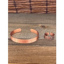 Zadenza Gold Aida Jewelss Ayarlanabilir Ölçü Saf Bakır Bileklik Yüzük Seti Bakır Bileklik Bakır Yüzük Set