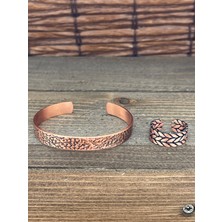 Zadenza Gold Aida Jewelss Ayarlanabilir Ölçü Saf Bakır Bileklik Yüzük Seti Bakır Bileklik Bakır Yüzük Set