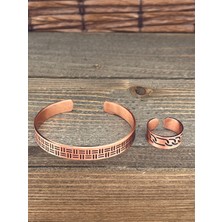 Aida Jewelss Ayarlanabilir Ölçü Saf Bakır Bileklik Yüzük Seti Bakır Bileklik Bakır Yüzük Set