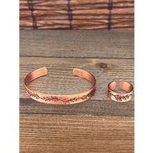 Zadenza Gold Aida Jewelss Ayarlanabilir Ölçü Saf Bakır Bileklik Yüzük Seti Bakır Bileklik Bakır Yüzük Set
