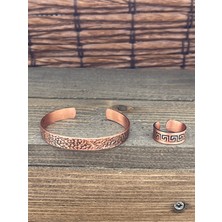 Aida Jewelss Ayarlanabilir Ölçü Saf Bakır Bileklik Yüzük Seti Bakır Bileklik Bakır Yüzük Set