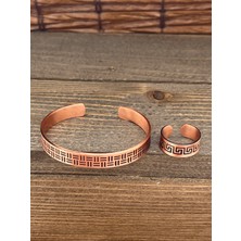 Aida Jewelss Ayarlanabilir Ölçü Saf Bakır Bileklik Yüzük Seti Bakır Bileklik Bakır Yüzük Set