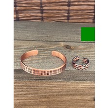 Aida Jewelss Ayarlanabilir Ölçü Saf Bakır Bileklik Yüzük Seti Bakır Bileklik Bakır Yüzük Set