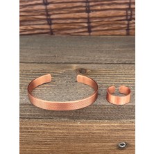 Aida Jewelss Ayarlanabilir Ölçü Saf Bakır Bileklik Yüzük Seti Bakır Bileklik Bakır Yüzük Set