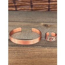 Aida Jewelss Ayarlanabilir Ölçü Saf Bakır Bileklik Yüzük Seti Bakır Bileklik Bakır Yüzük Set