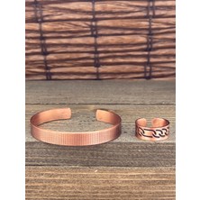 Aida Jewelss Ayarlanabilir Ölçü Saf Bakır Bileklik Yüzük Seti Bakır Bileklik Bakır Yüzük Set