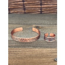 Aida Jewelss Ayarlanabilir Ölçü Saf Bakır Bileklik Yüzük Seti Bakır Bileklik Bakır Yüzük Set