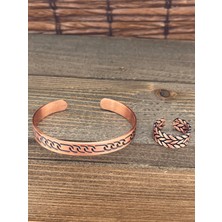 Aida Jewelss Ayarlanabilir Ölçü Saf Bakır Bileklik Yüzük Seti Bakır Bileklik Bakır Yüzük Set