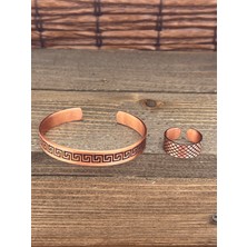 Aida Jewelss Ayarlanabilir Ölçü Saf Bakır Bileklik Yüzük Seti Bakır Bileklik Bakır Yüzük Set