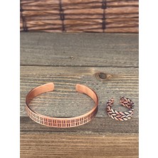 Aida Jewelss Ayarlanabilir Ölçü Saf Bakır Bileklik Yüzük Seti Bakır Bileklik Bakır Yüzük Set