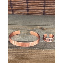 Aida Jewelss Ayarlanabilir Ölçü Saf Bakır Bileklik Yüzük Seti Bakır Bileklik Bakır Yüzük Set