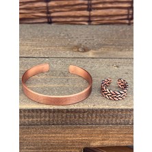 Aida Jewelss Ayarlanabilir Ölçü Saf Bakır Bileklik Yüzük Seti Bakır Bileklik Bakır Yüzük Set