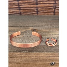Aida Jewelss Ayarlanabilir Ölçü Saf Bakır Bileklik Yüzük Seti Bakır Bileklik Bakır Yüzük Set