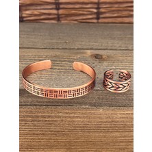 Aida Jewelss Ayarlanabilir Ölçü Saf Bakır Bileklik Yüzük Seti Bakır Bileklik Bakır Yüzük Set