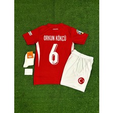 Türkiye Euro 2024 Orkun Kökçü Çocuk Forması 4'lü Set (Red)