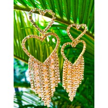 Sarı Renk Zirkon Taşlı Lüks Abiye Küpe