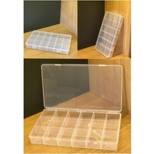 Gri 18 Bölmeli Takı ve Dikiş Kutusu, Kolye, Yüzük, Malzeme Saklama Kutusu