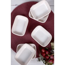 Beyaz Dikdörtgen Çerezlik Seti, 13 Cm, 6'lı, Şık ve Kullanışlı Tasarım