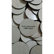 5 cm Çapında 1000 Adet Krem Akçaağaç Ahşap Nikah Şekeri Süsleme