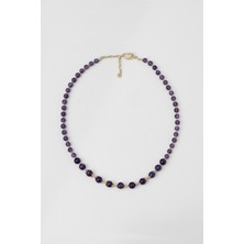 Ametist Şöleni 18 Ayar Sarı Altın Kaplama 50 cm Gümüş Ametist Kolye