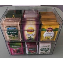 Şeffaf Kapaklı 6 Bölmeli Çay ve Kahve Kutusu Çekmeceli Set