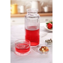 Turuncu Kafes Model Cam Başucu Sürahisi ve Bardak Seti