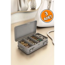 Ekru Çok Amaçlı Çift Bölmeli Takı ve Aksesuar Saklama Kutusu