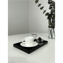 Şık Siyah Metal Dekoratif Tepsi, Çay ve Kahve Sunumları Için Uygun