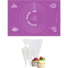 Mor 2'li Silikon Hamur Açma ve Kullan-At Krema Torbası Seti, 45X65 cm