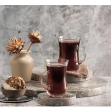 Beyaz 6'lı Kulplu Çay Bardağı Seti, Şık ve Kullanışlı Tasarım