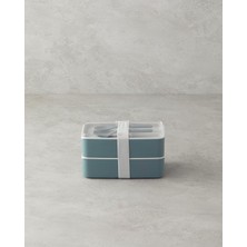 Iki Katlı 8 Parça Yeşil Plastik Öğle Yemeği Kutusu, 720+720 ml