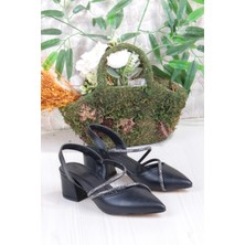 Fort 110-415 Biye Taşlı Alçak Kalın Topuklu Kadın Ayakkabı